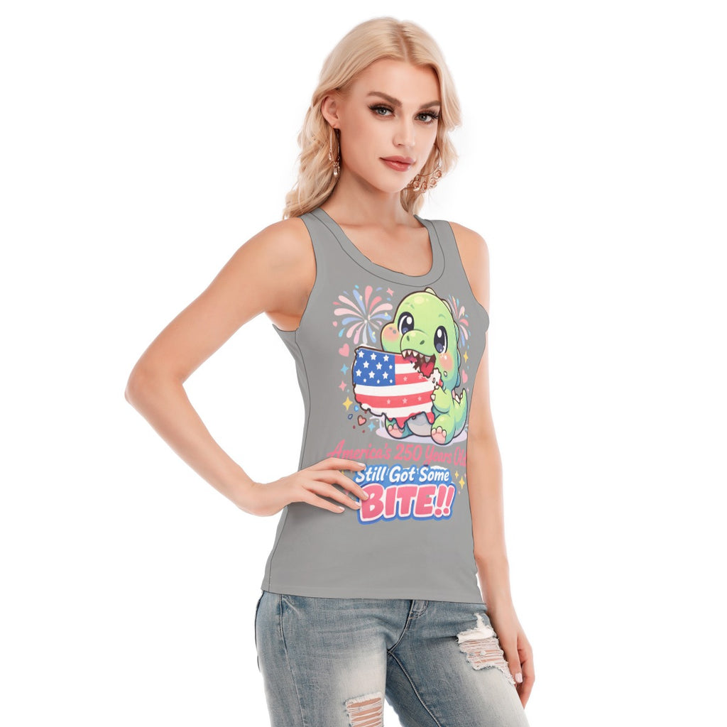 Dino, USA Print Women's Skinny Sport Tank Top