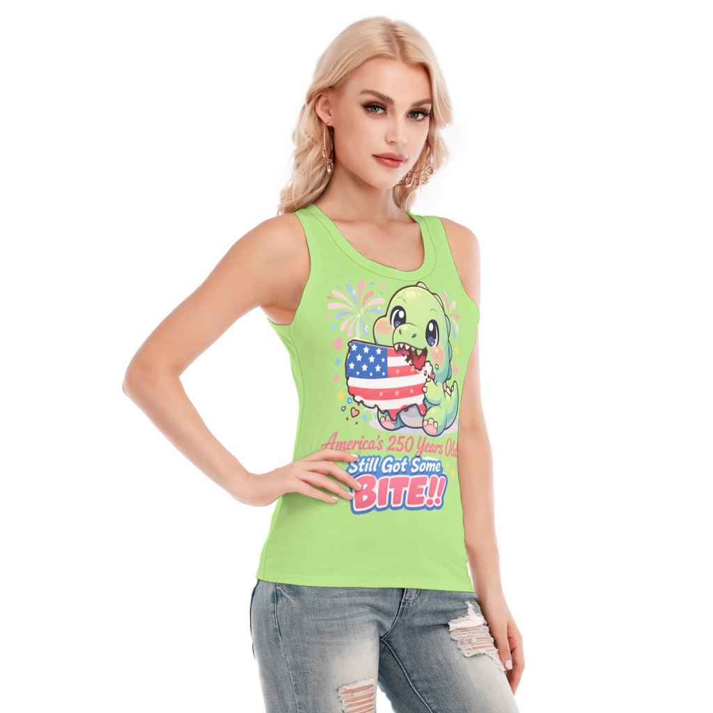 Dino, USA Print Women's Skinny Sport Tank Top