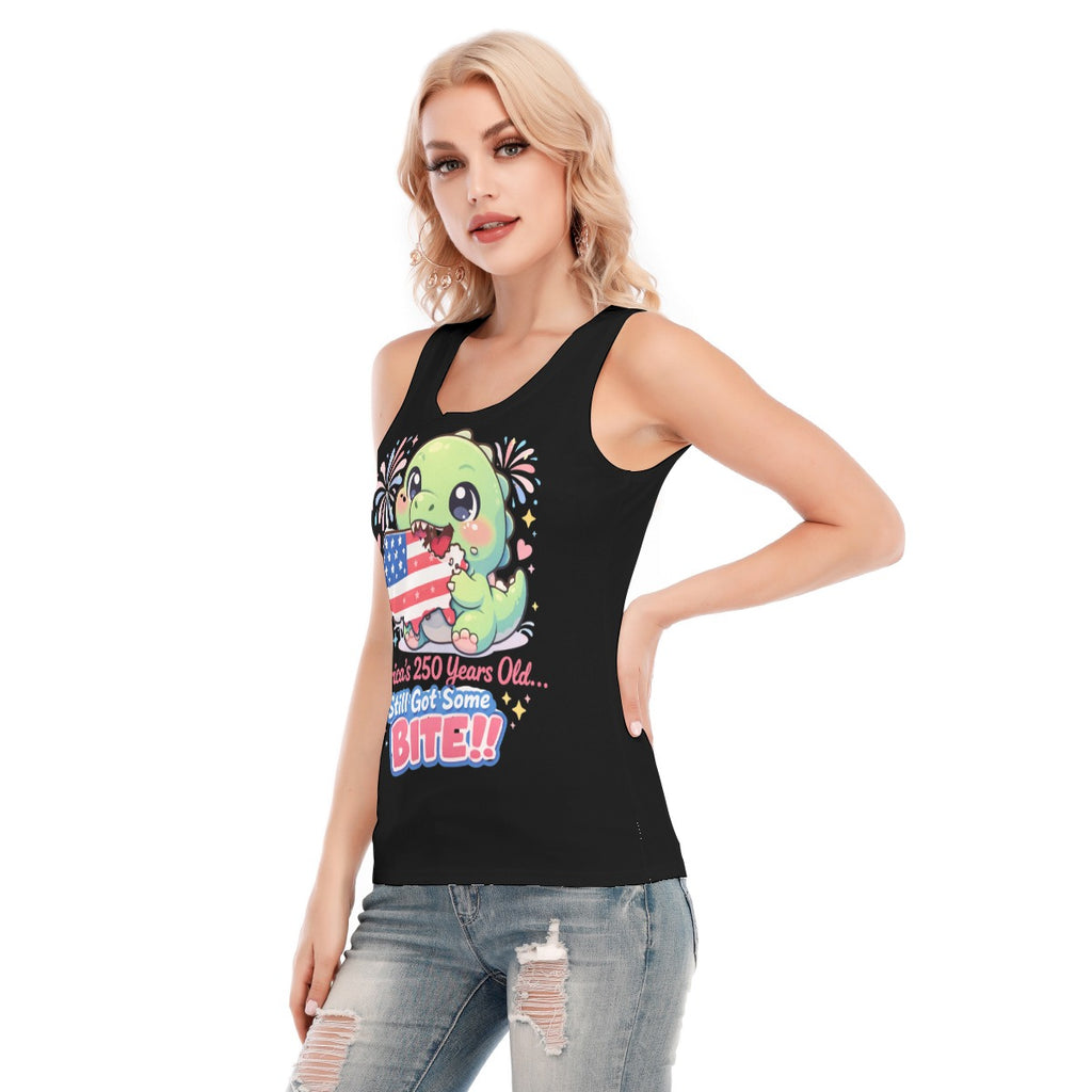 Dino, USA Print Women's Skinny Sport Tank Top