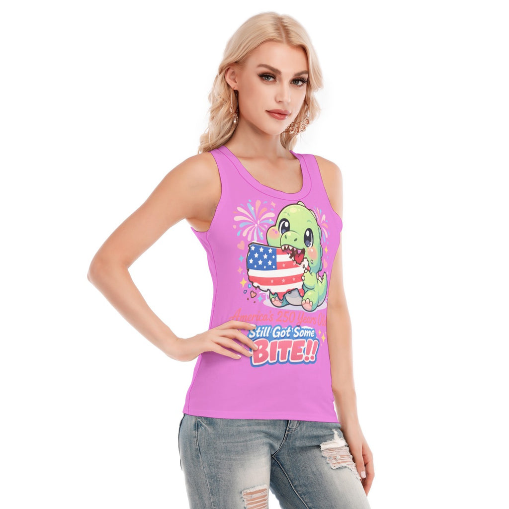 Dino, USA Print Women's Skinny Sport Tank Top