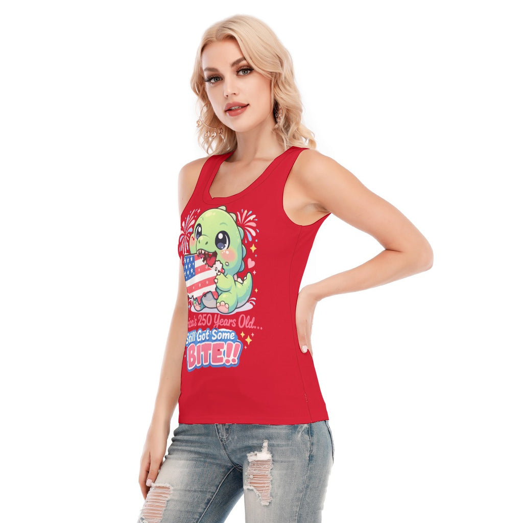 Dino, USA Print Women's Skinny Sport Tank Top