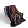 Purple Dreamcatcher Fleece Sherpa Blanket | Feathers, Crystals, Floral Boho